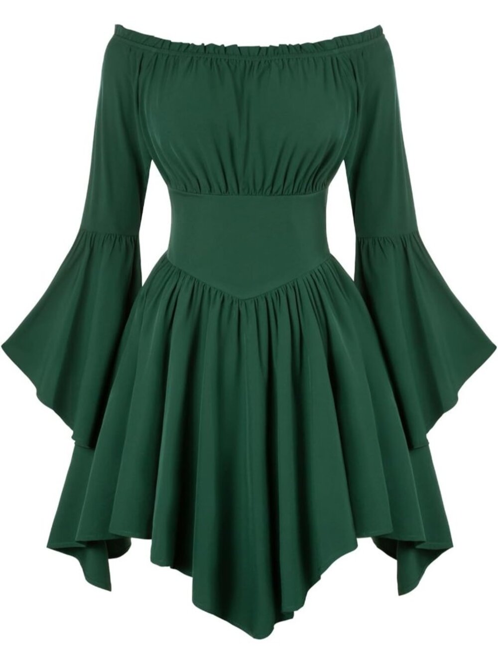 Women's Green Bell Sleeve Off Shoulder Imported Halloween Costume Dress